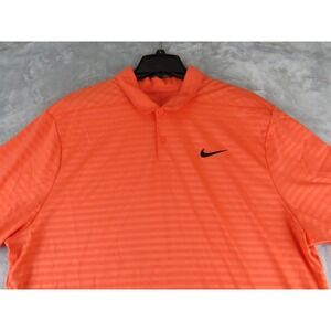 Nike Dri-Fit XXL Orange Stripe Polo Shirt Men's Athletic Golf Performance
